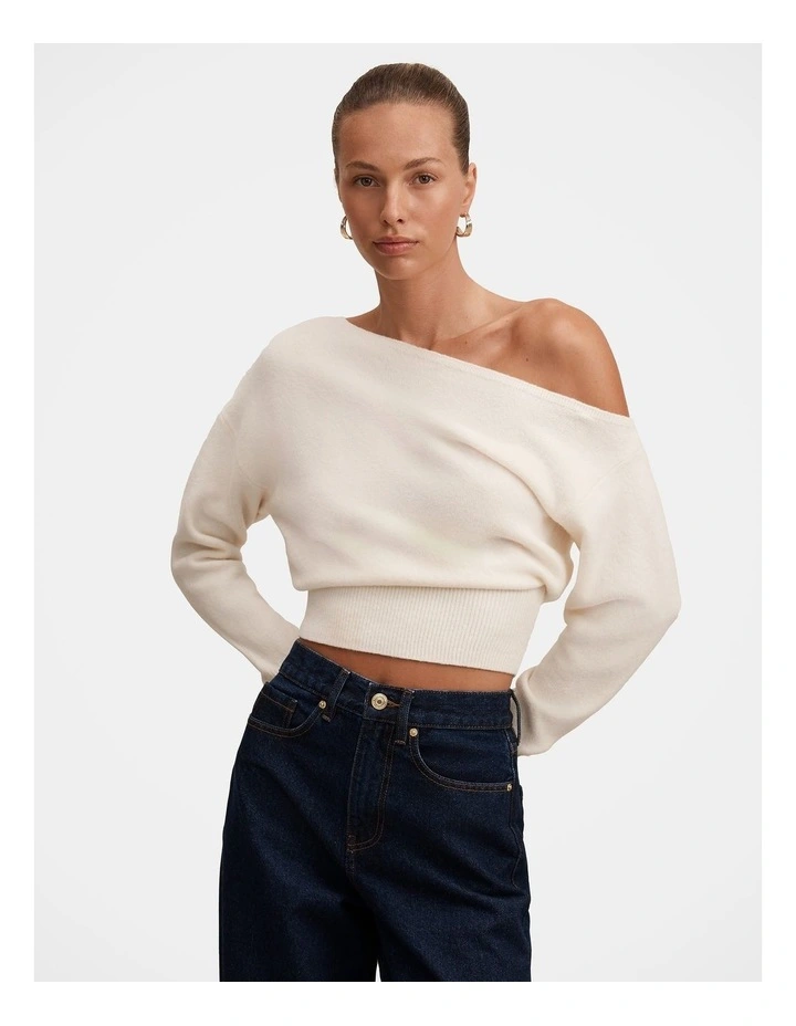 Emerson Asymmetric Sweater in Cream image 1