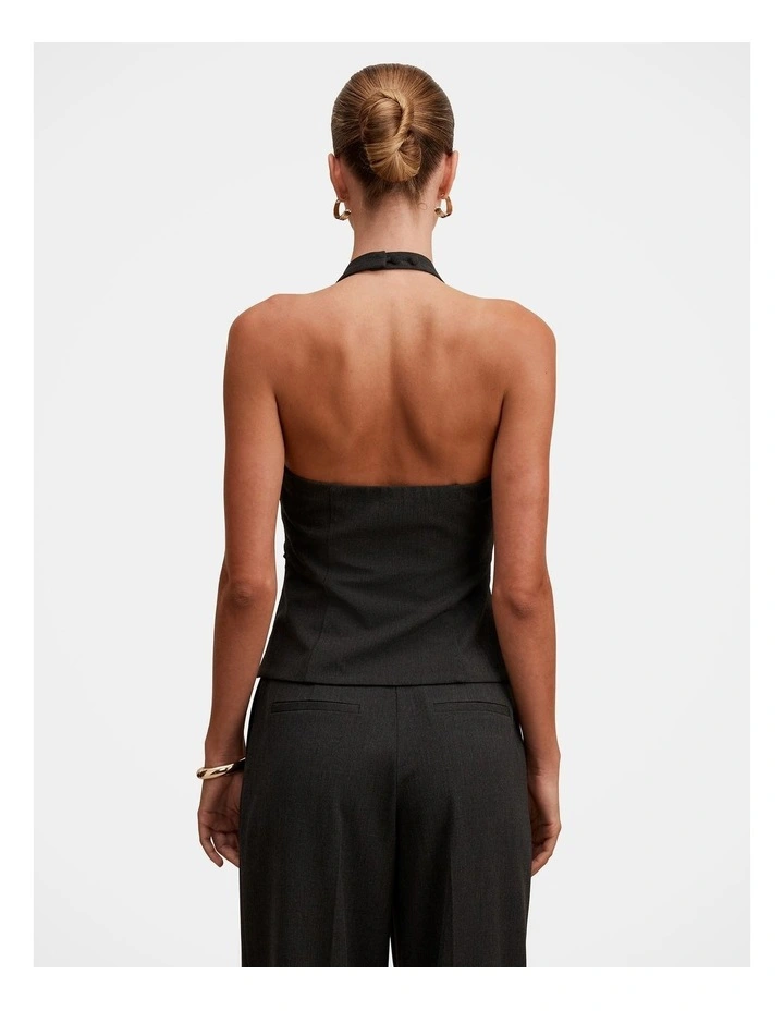 Olivia Twist Halter Neck Top in Black image 2