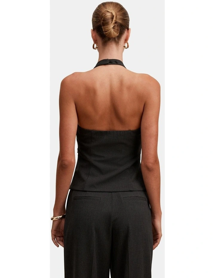 Olivia Twist Halter Neck Top in Black image 2