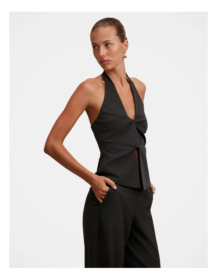 Olivia Twist Halter Neck Top in Black image 3