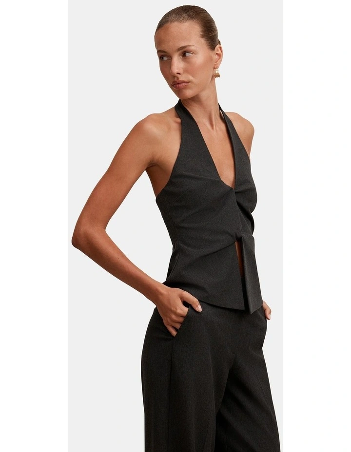 Olivia Twist Halter Neck Top in Black image 3
