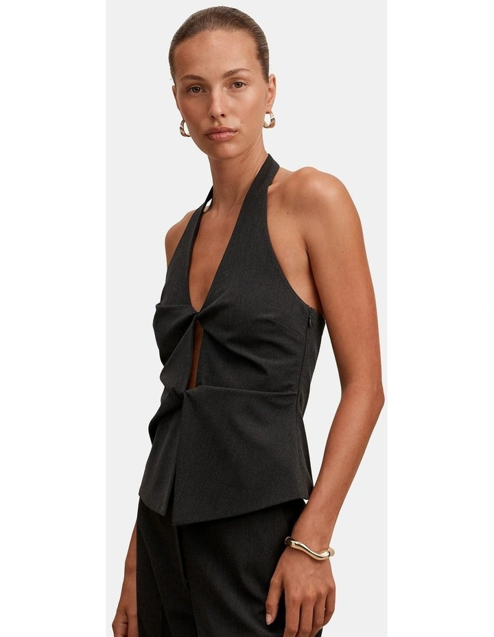 Olivia Twist Halter Neck Top in Black image 4