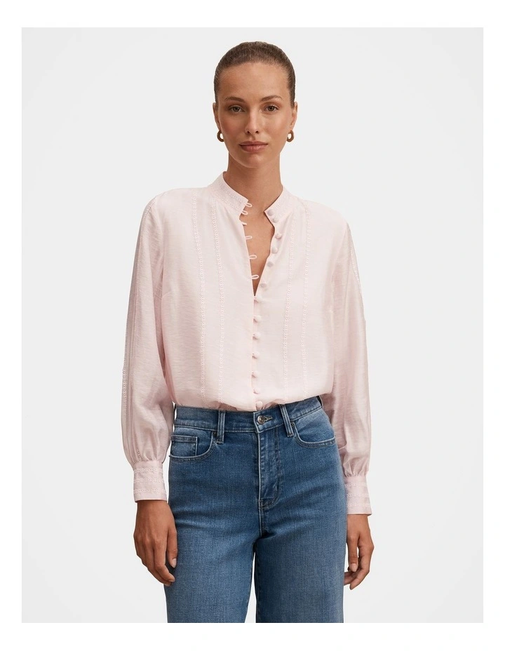 Alexis Lace Trim Blouse in Pink image 1