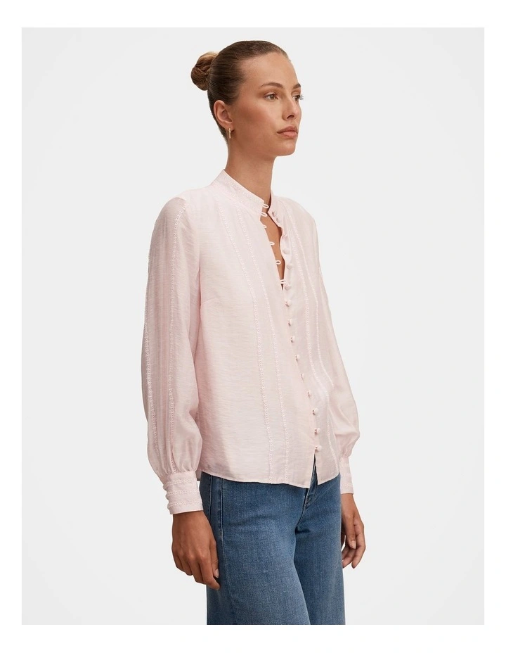 Alexis Lace Trim Blouse in Pink image 3