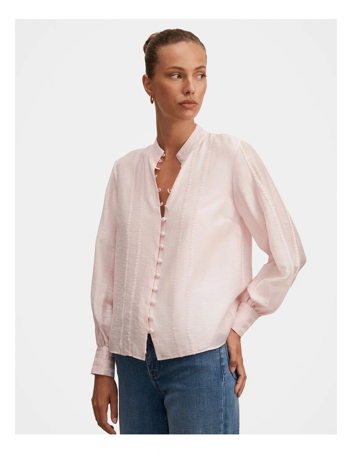 Alexis Lace Trim Blouse in Pink image 4