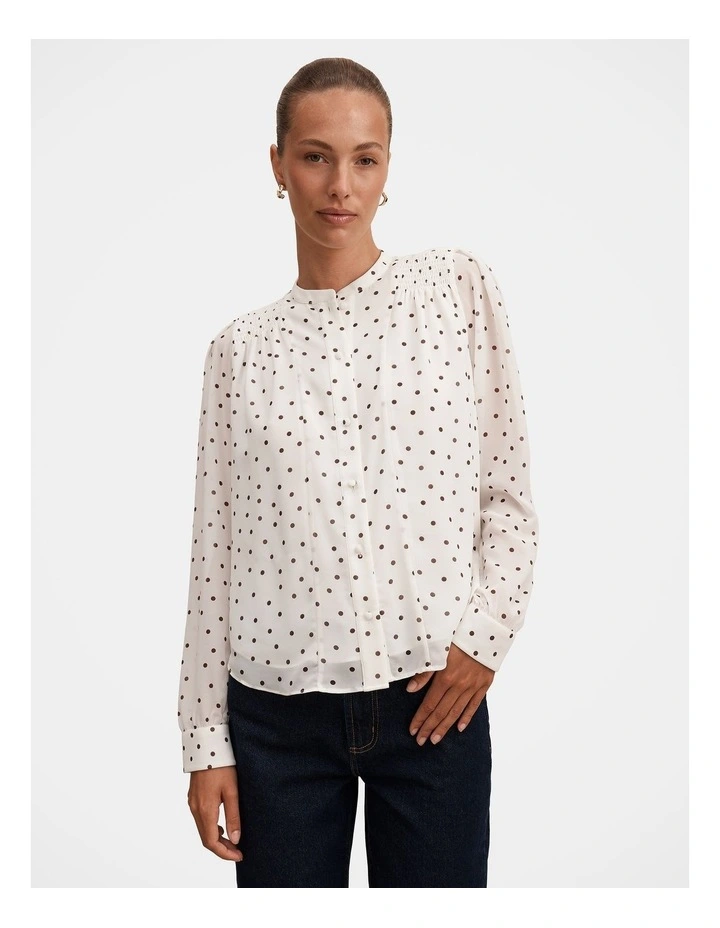 Rory Sheering Blouse in Cream image 1