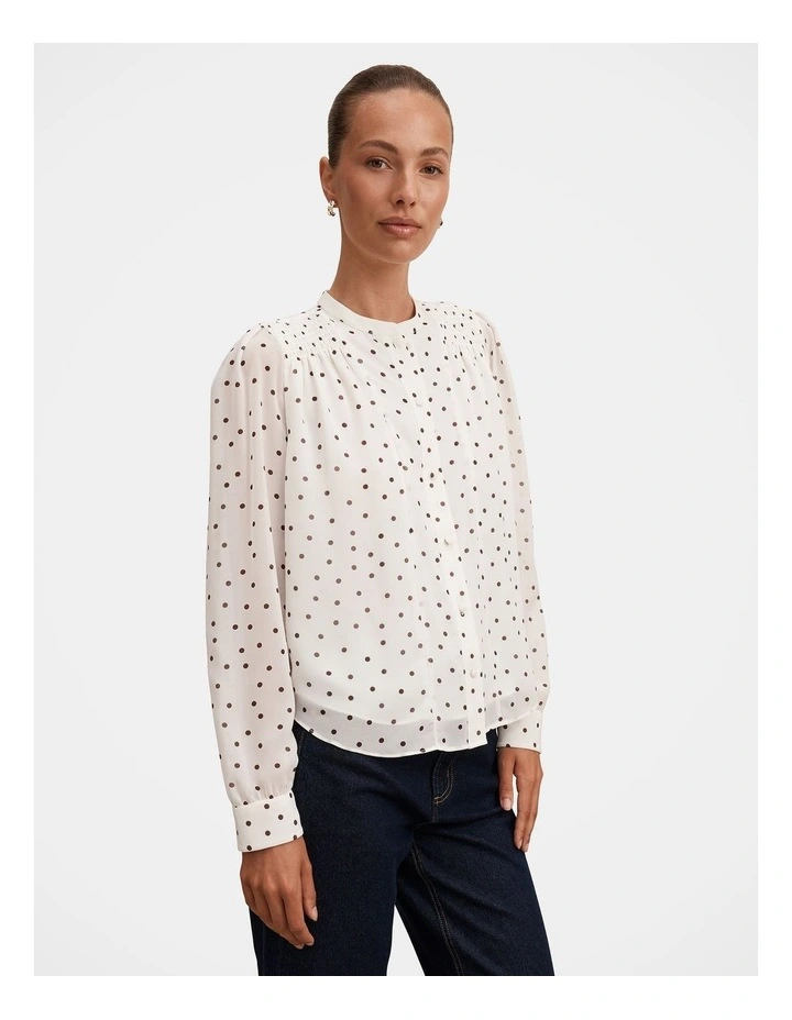 Rory Sheering Blouse in Cream image 3