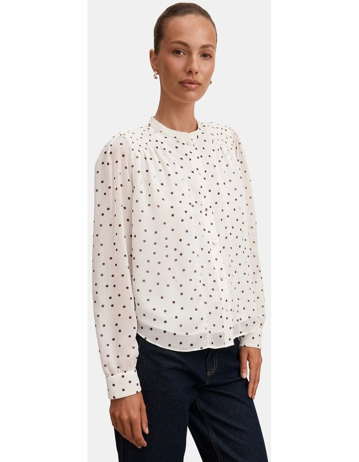 Rory Sheering Blouse in Cream image 3
