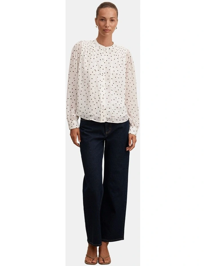 Rory Sheering Blouse in Cream image 5