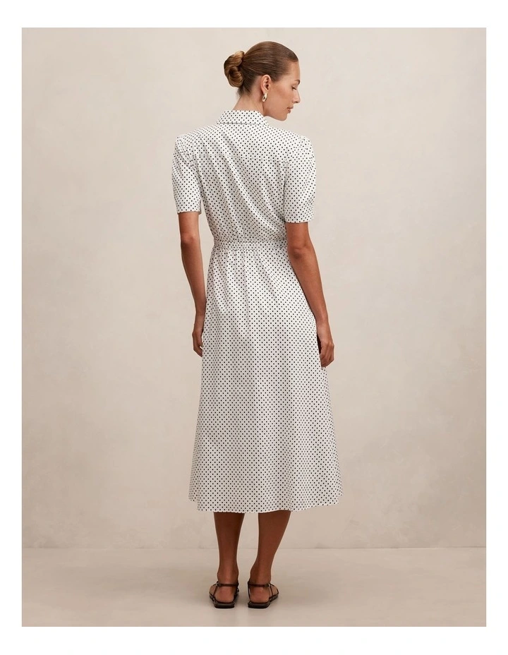 Harper Drawcord Midi Dress in White image 2