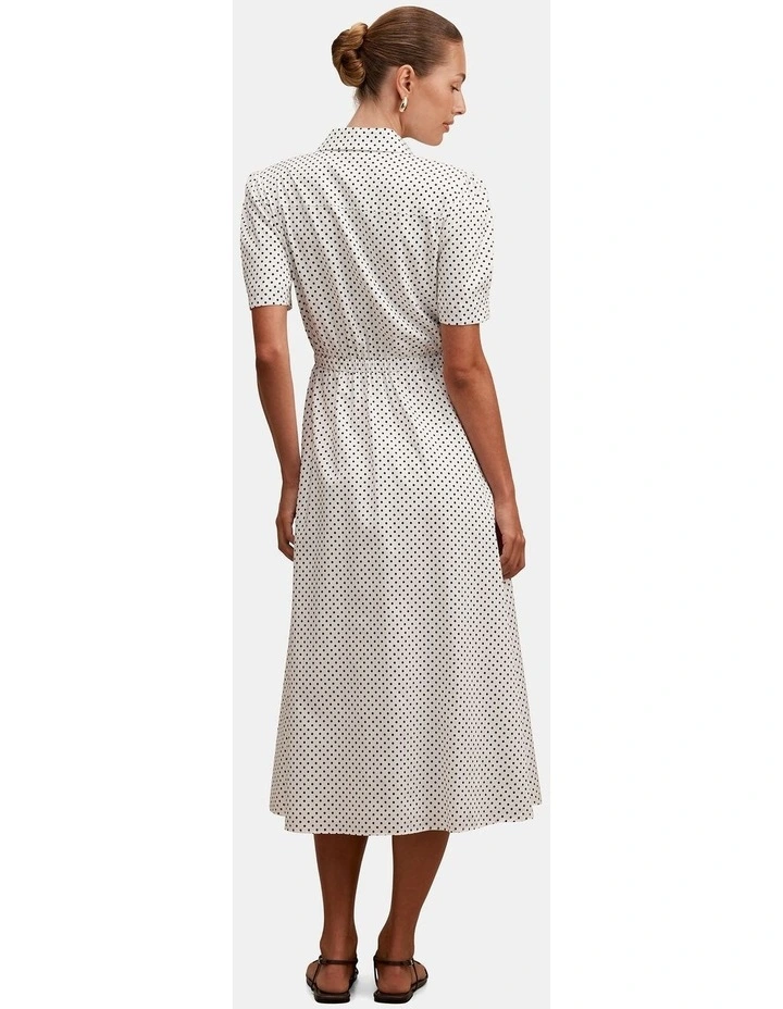 Harper Drawcord Midi Dress in White image 2