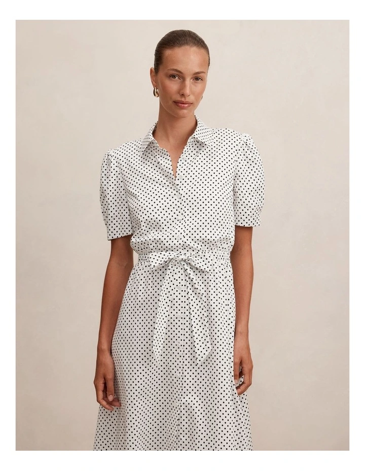 Harper Drawcord Midi Dress in White image 4