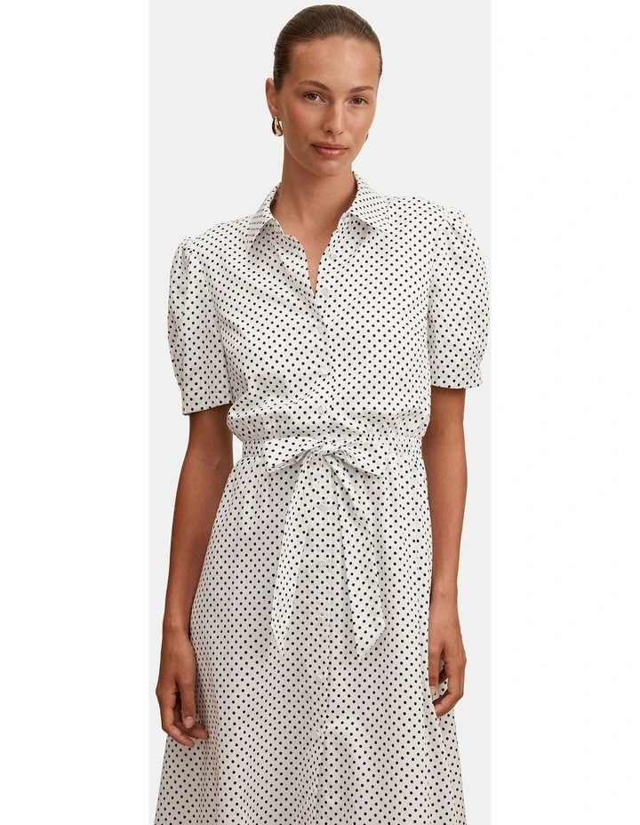 Harper Drawcord Midi Dress in White image 4