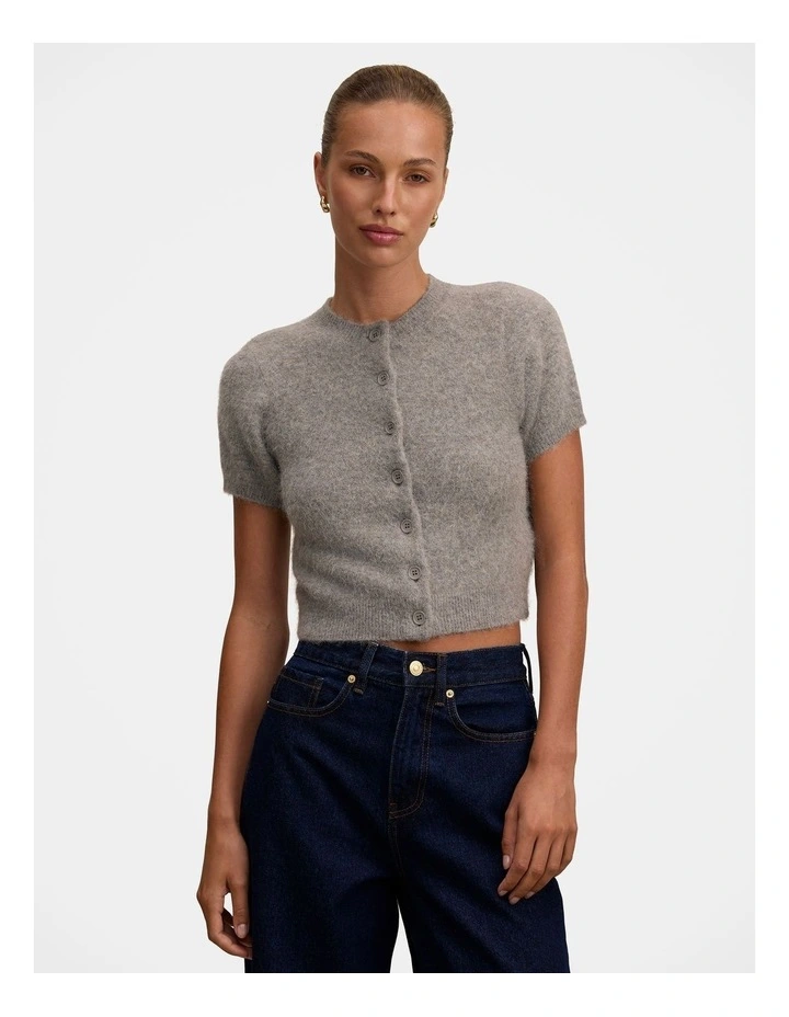 Juniper Button Through Knitted T-shirt in Grey image 1