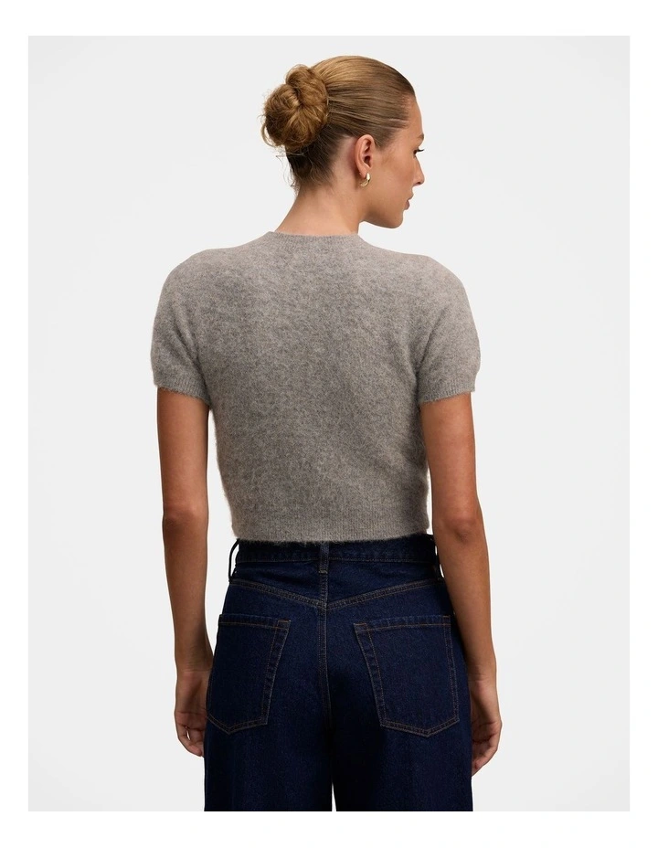 Juniper Button Through Knitted T-shirt in Grey image 2