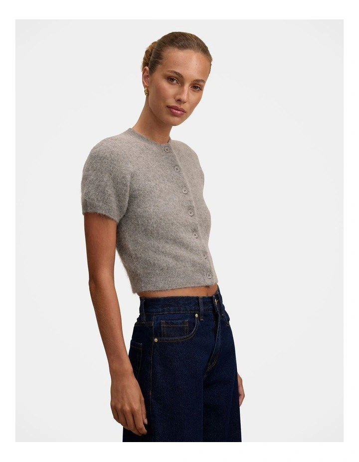 Juniper Button Through Knitted T-shirt in Grey image 3