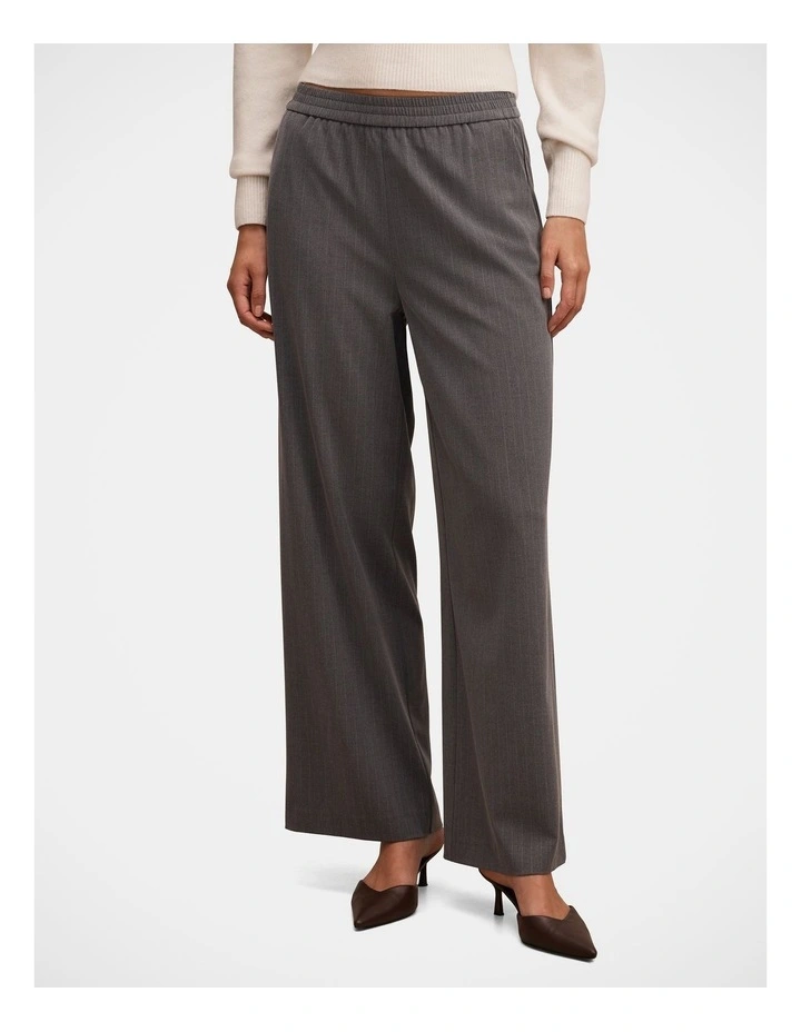 Liliana Elastic Pinstripe Pants in Grey image 1