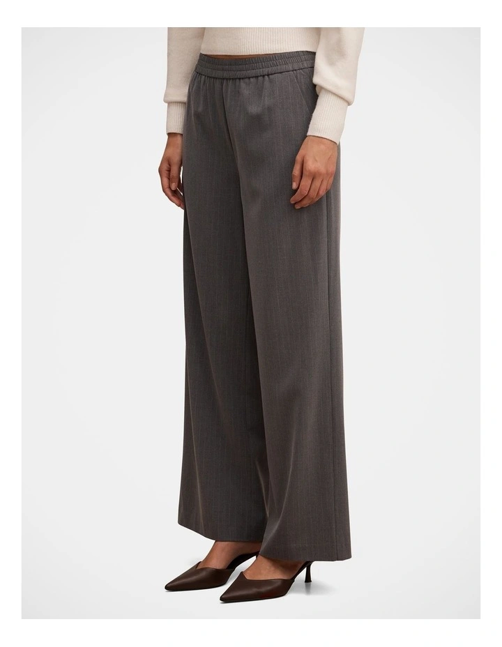 Liliana Elastic Pinstripe Pants in Grey image 3