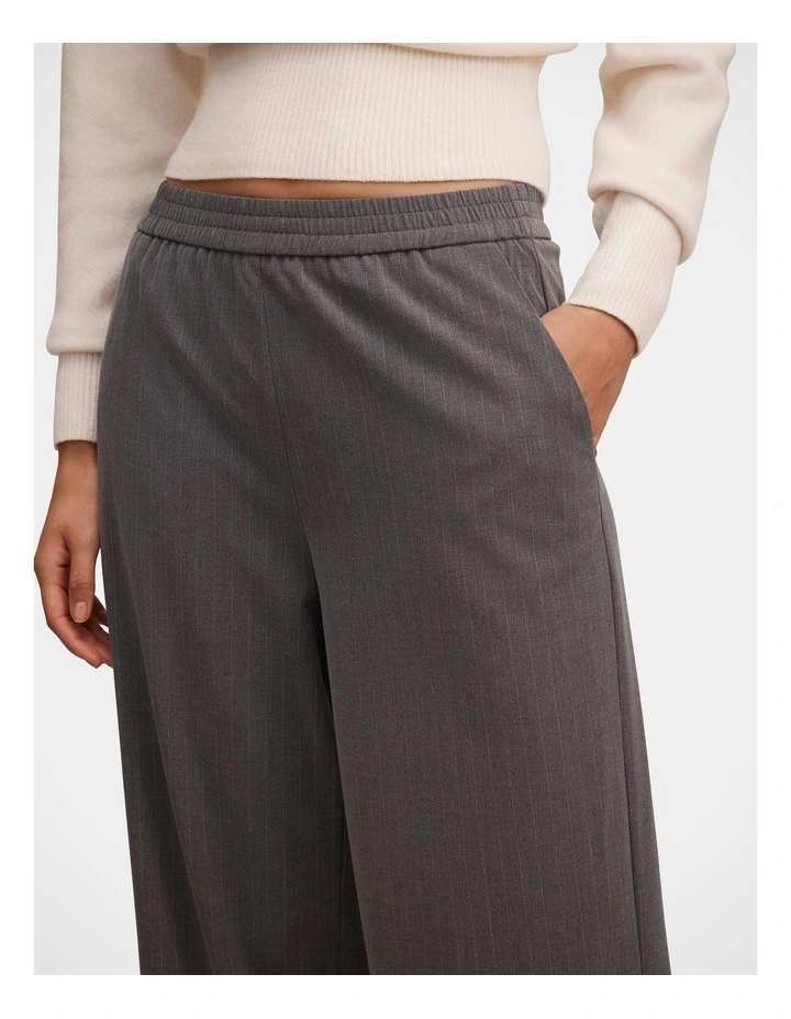 Liliana Elastic Pinstripe Pants in Grey image 4