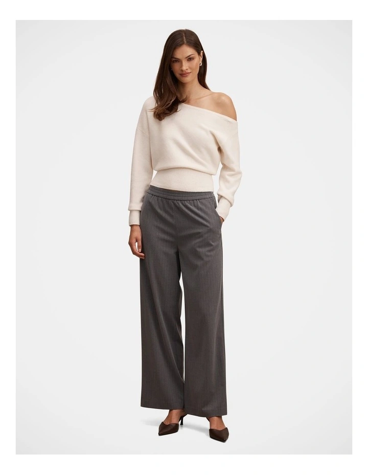 Liliana Elastic Pinstripe Pants in Grey image 5