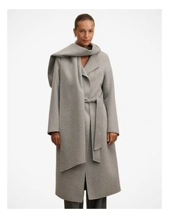 Emily Felled Scarf Coat in Grey