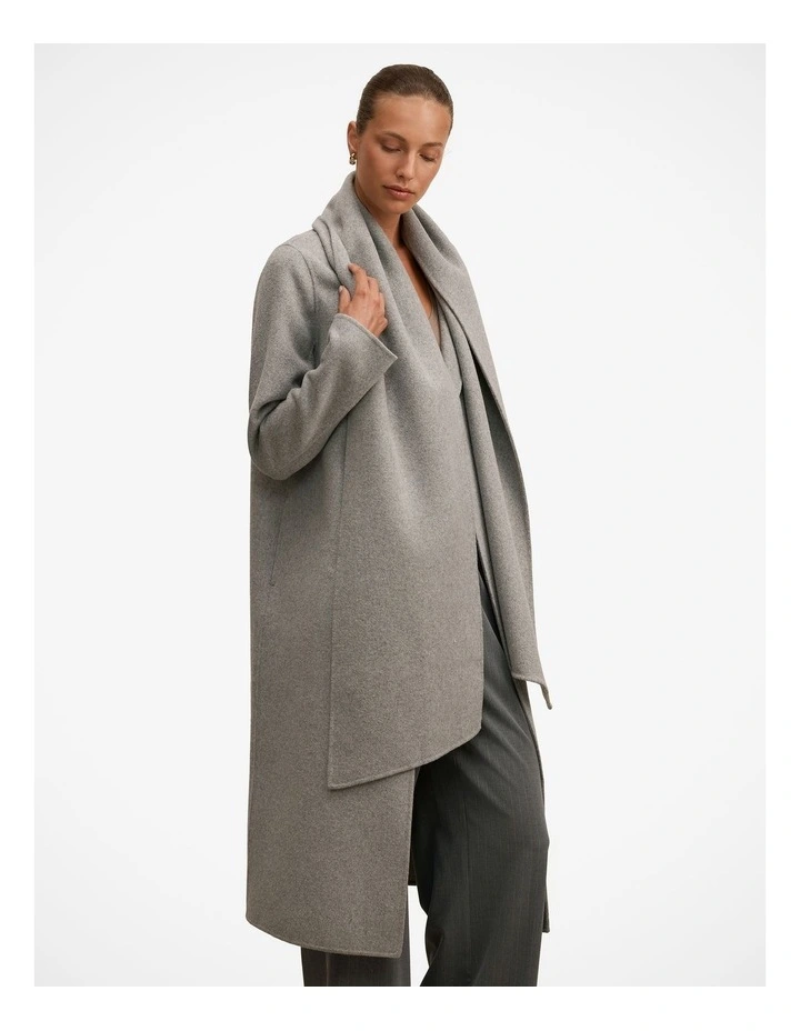 Emily Felled Scarf Coat in Grey image 3