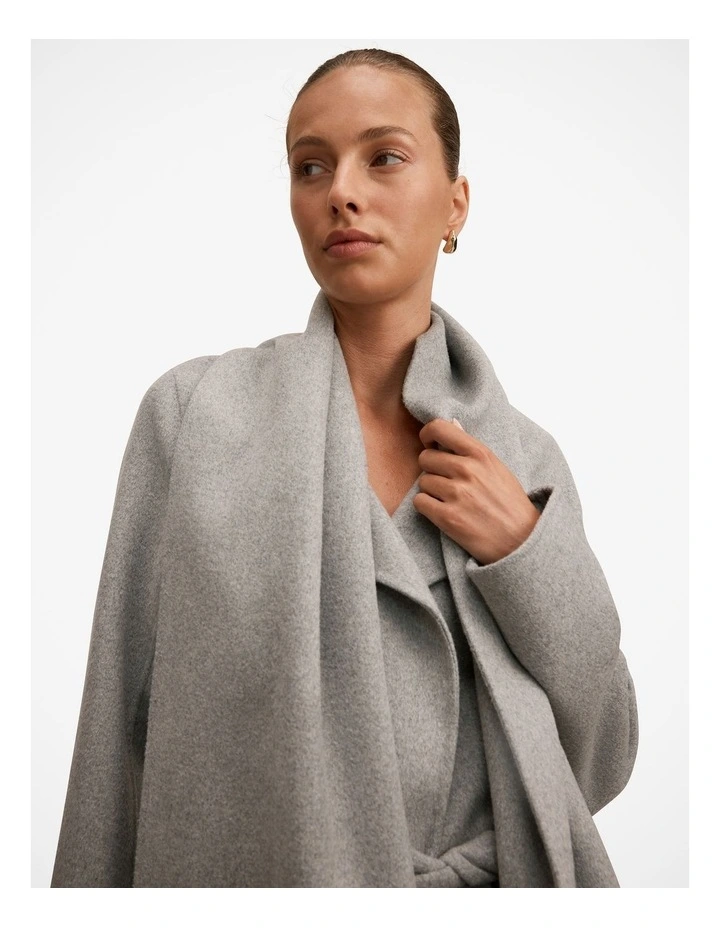 Emily Felled Scarf Coat in Grey image 4
