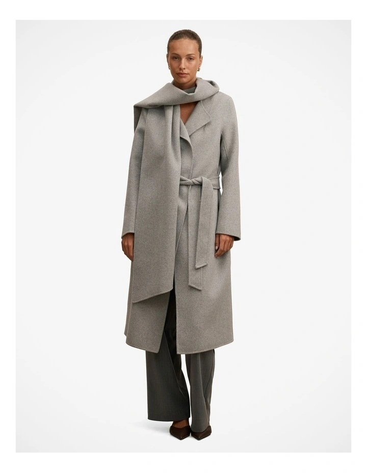 Emily Felled Scarf Coat in Grey image 5