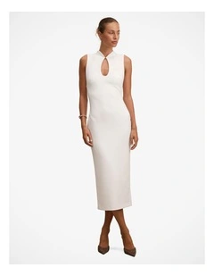 Frankie High Neck Keyhole Bodycon Dress in White