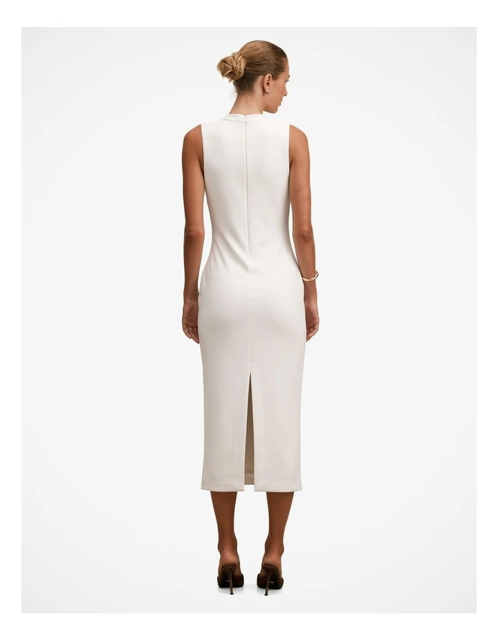 Frankie High Neck Keyhole Bodycon Dress in White image 2