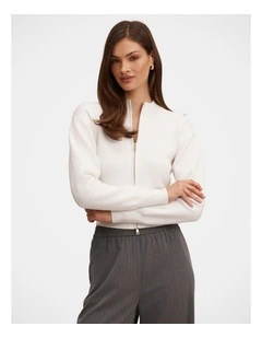 Hanna Zip Knitted Jacket in White