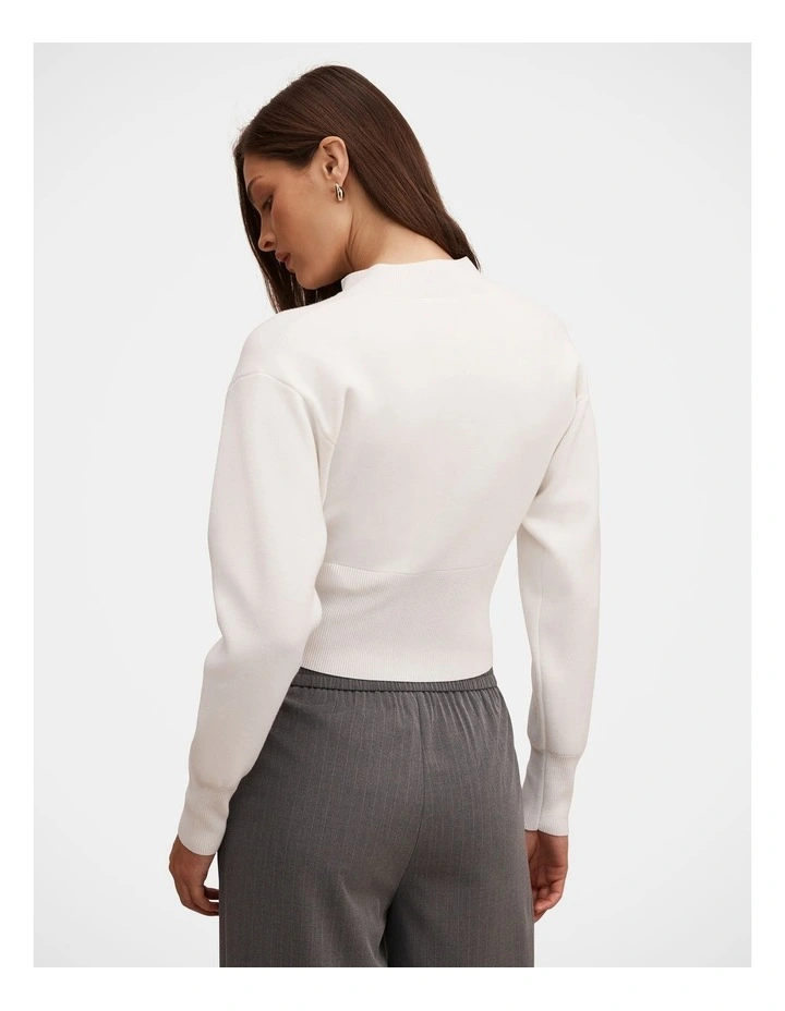 Hanna Zip Knitted Jacket in White image 2