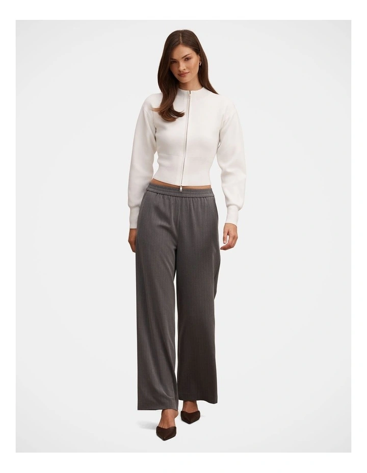 Hanna Zip Knitted Jacket in White image 5