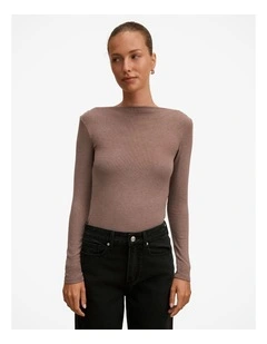 Jasmine Straight Neck Top in Brown