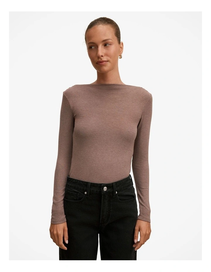 Jasmine Straight Neck Top in Brown image 1