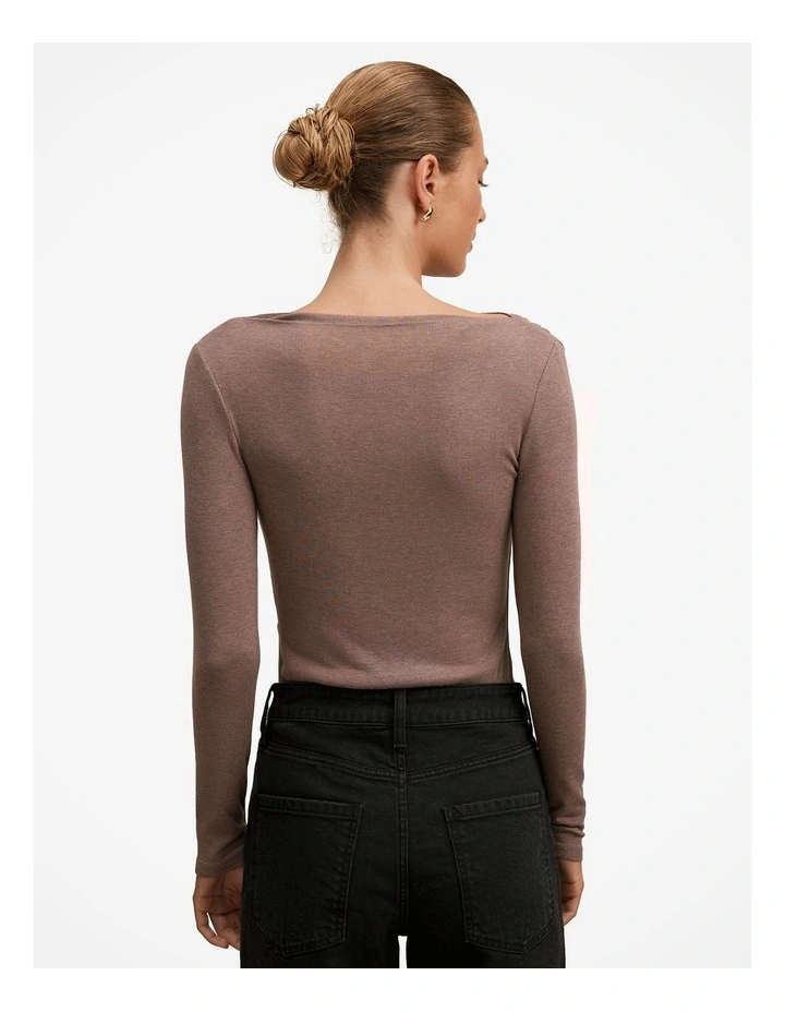 Jasmine Straight Neck Top in Brown image 2