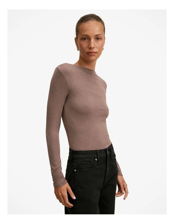 Jasmine Straight Neck Top in Brown image 3