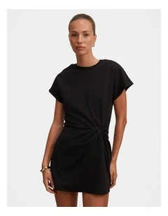 Rose T-shirt Twist Mini Dress in Black