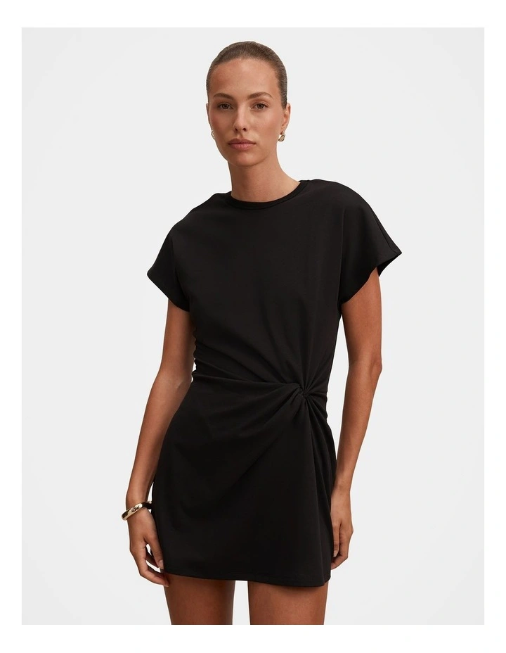 Rose T-shirt Twist Mini Dress in Black image 1