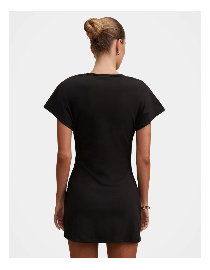 Rose T-shirt Twist Mini Dress in Black image 2