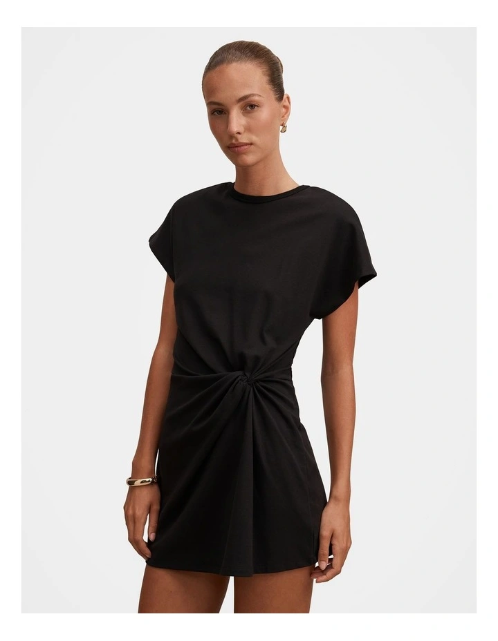 Rose T-shirt Twist Mini Dress in Black image 3