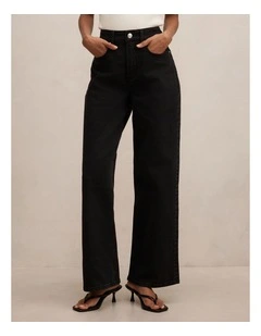 Nicki Mid Rise Straight Jeans in Black