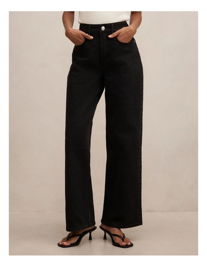 Nicki Mid Rise Straight Jeans in Black image 1