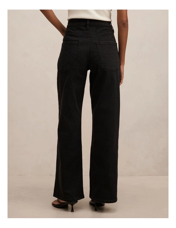 Nicki Mid Rise Straight Jeans in Black image 2