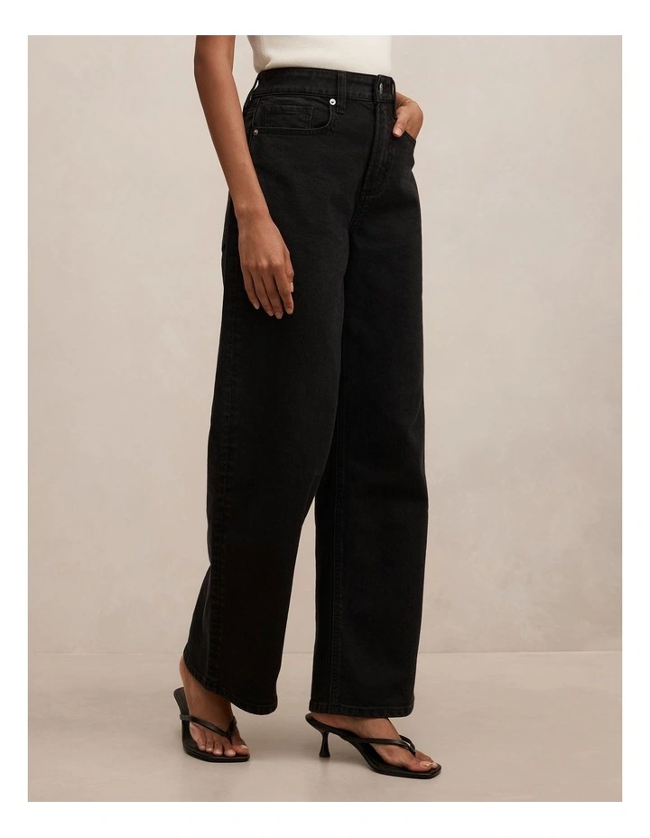 Nicki Mid Rise Straight Jeans in Black image 3