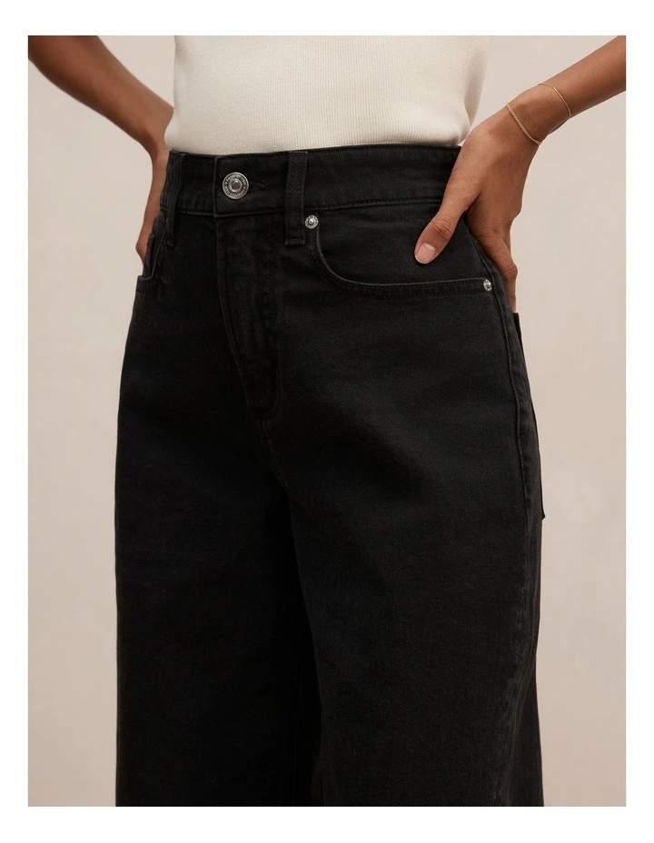 Nicki Mid Rise Straight Jeans in Black image 4