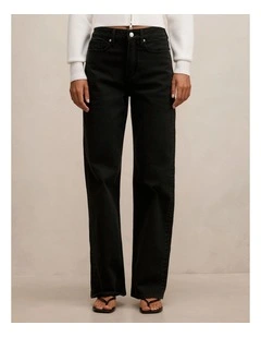 Nicki Mid Rise Straight Jeans in Black