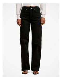 Nicki Mid Rise Straight Jeans in Black