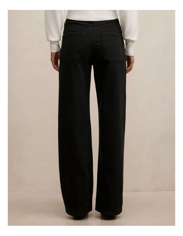 Nicki Mid Rise Straight Jeans in Black image 2