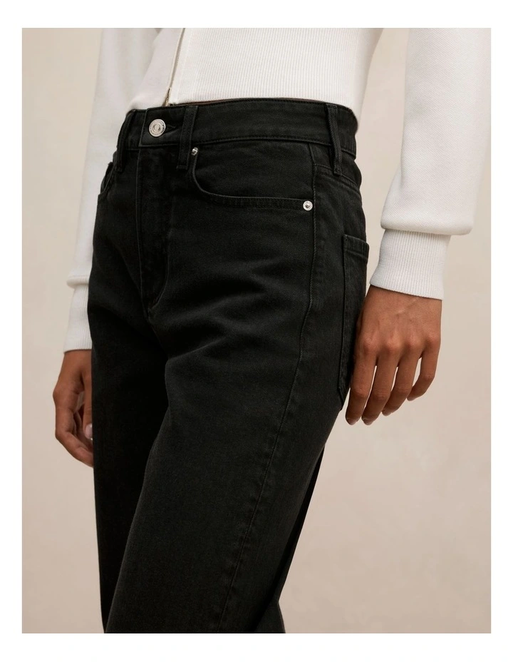 Nicki Mid Rise Straight Jeans in Black image 4